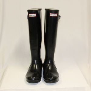 Hunter Original Tall Black Gloss Rain Boots Size 8